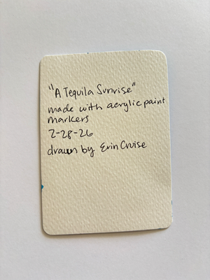 "A Tequila Sunrise" Tropical Cocktail Mini Art aceo art card thumbnail 2