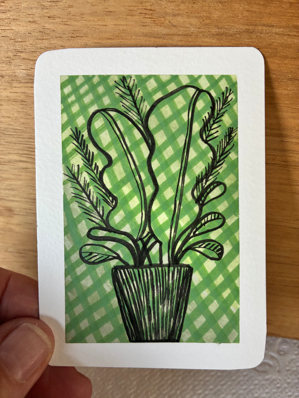 Potted Plant aceo art card