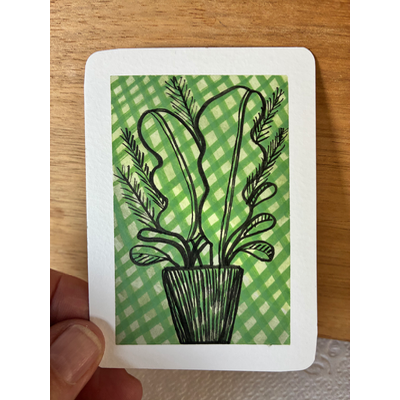 Potted Plant aceo art card thumbnail 1