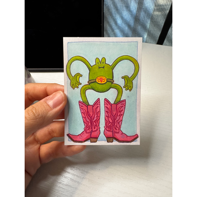 Giddy Up Froggy aceo art card thumbnail 2