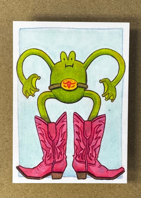 Giddy Up Froggy aceo art card