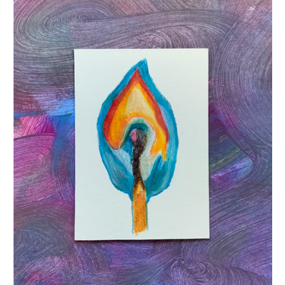 Flame in Blue aceo art card thumbnail 1
