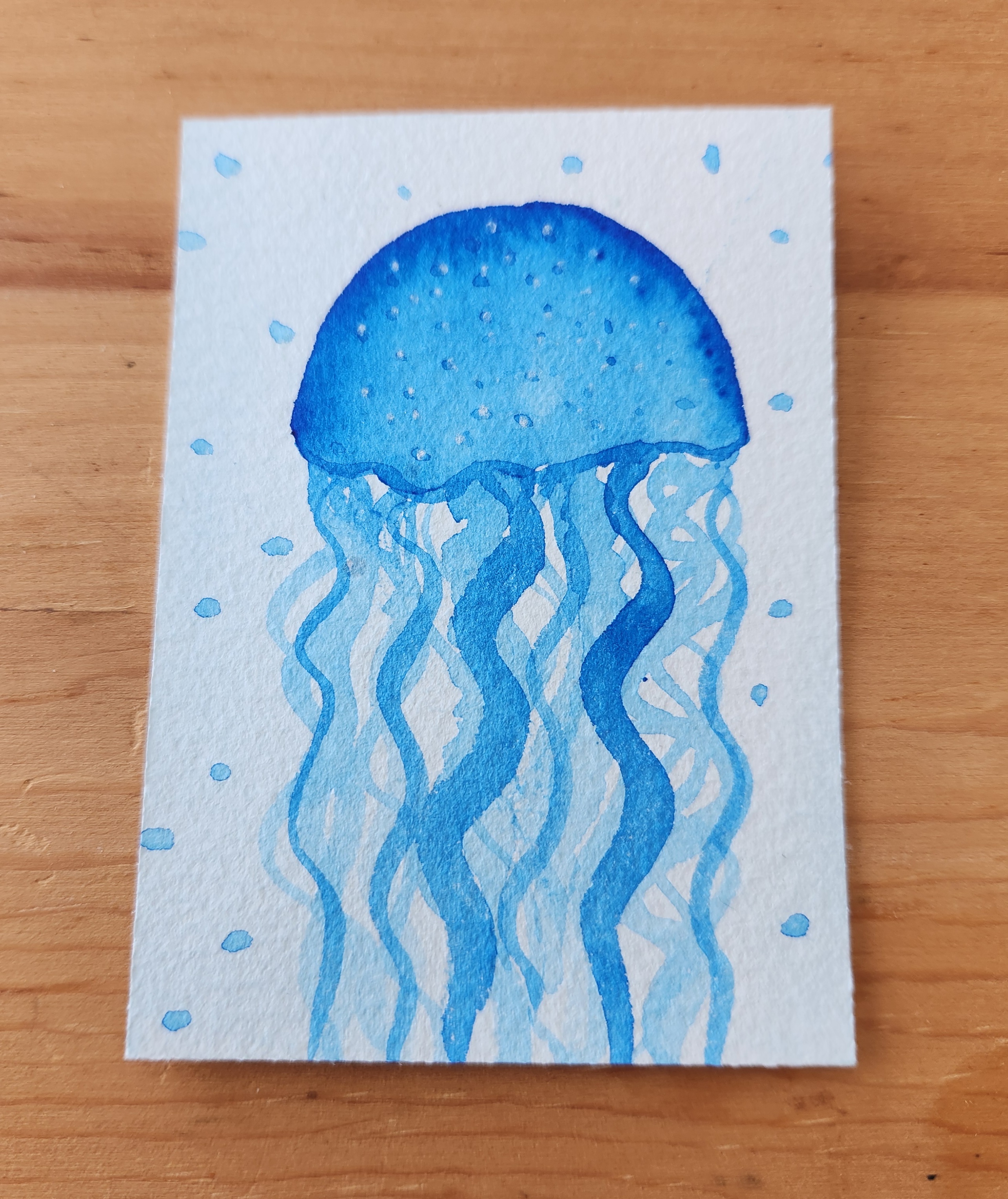 Blue Jellyfish | Watercolor Original aceo art card