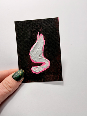 Abstract White Cat Painting by Lizz aceo art card thumbnail 1
