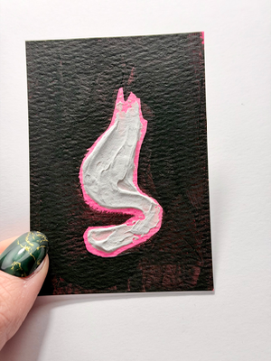 Abstract White Cat Painting by Lizz aceo art card thumbnail 2