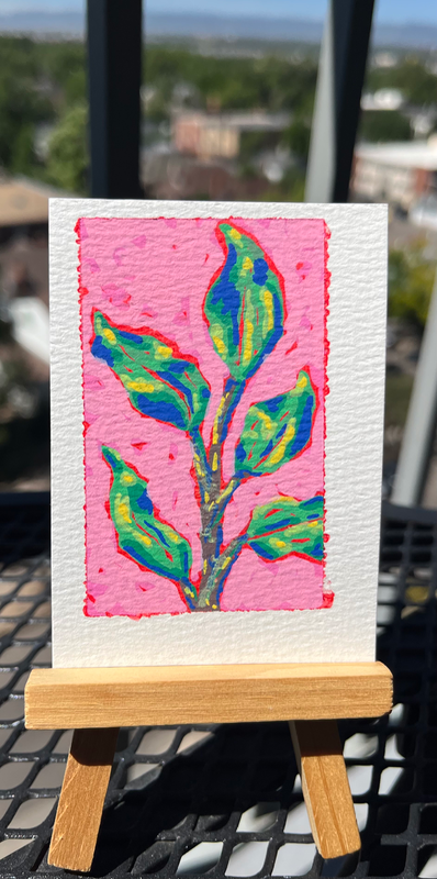 Pretty in Pink Plant 1 aceo art card