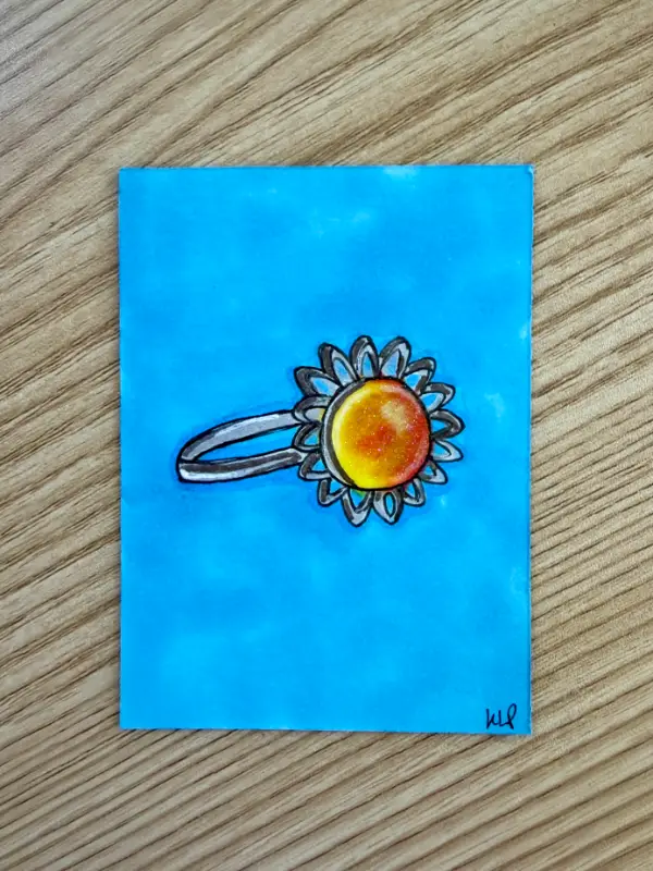90s Flower Mood Ring aceo art card