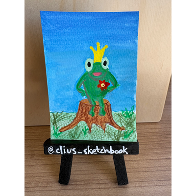 Frog Prince aceo art card thumbnail 2