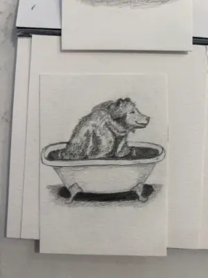 Bath Time aceo art card thumbnail 2