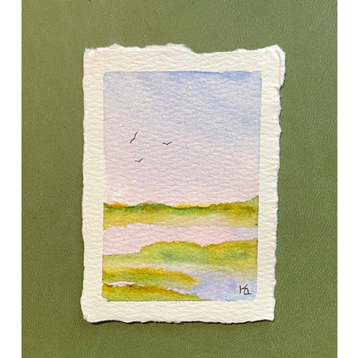 Pastel Lake aceo art card thumbnail 3