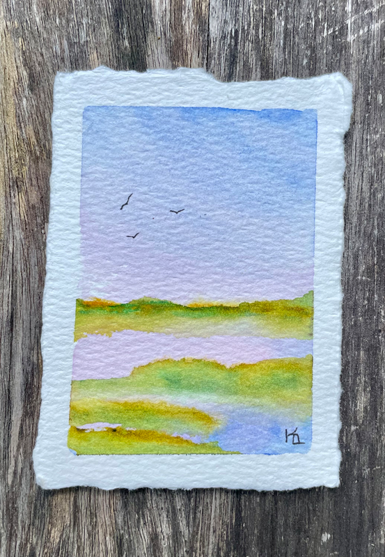 Pastel Lake aceo art card