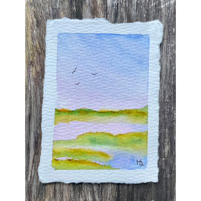 Pastel Lake aceo art card thumbnail 1