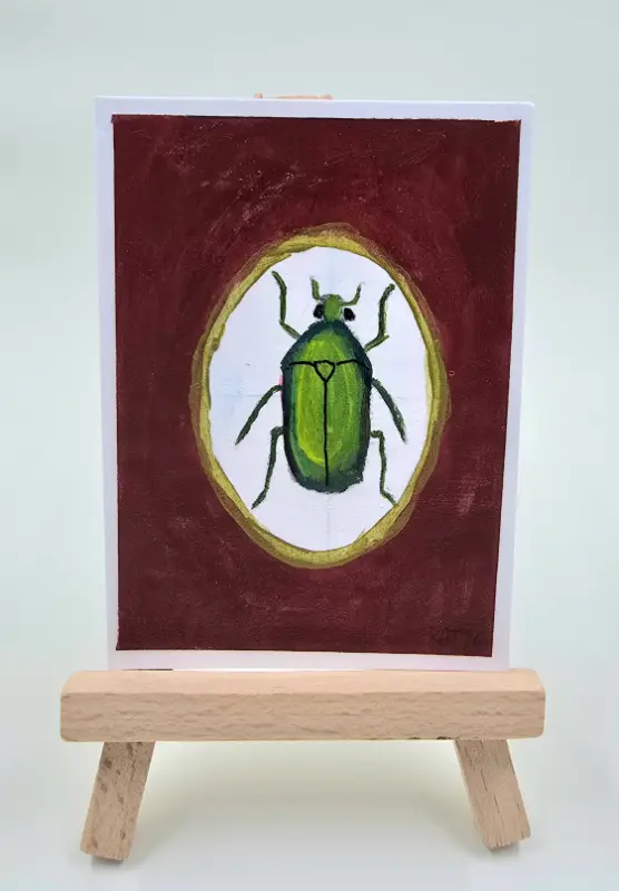 Entomology Display- Beetle aceo art card