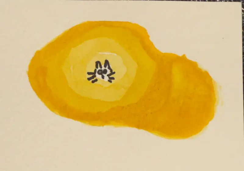 Golden Threshold is an original ACEO watercolor painting 4th in the Tiny Portals of Wonder series. aceo art card