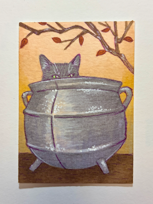 Caldron Cat aceo art card