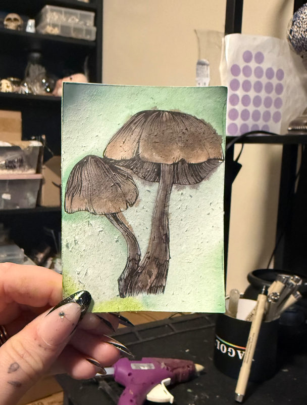 Mushroom aceo art card