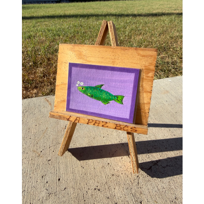 Green Fish aceo art card thumbnail 1