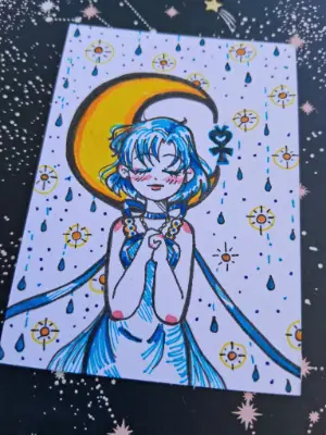 Drops of Mercury - Sailor Mercury Fanart Sailor Moon Princesses aceo art card thumbnail 2