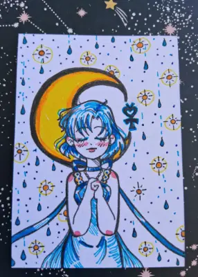 Drops of Mercury - Sailor Mercury Fanart Sailor Moon Princesses aceo art card thumbnail 4