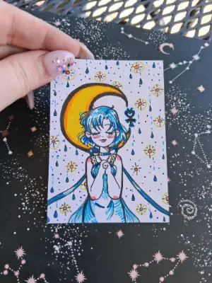 Drops of Mercury - Sailor Mercury Fanart Sailor Moon Princesses aceo art card thumbnail 1
