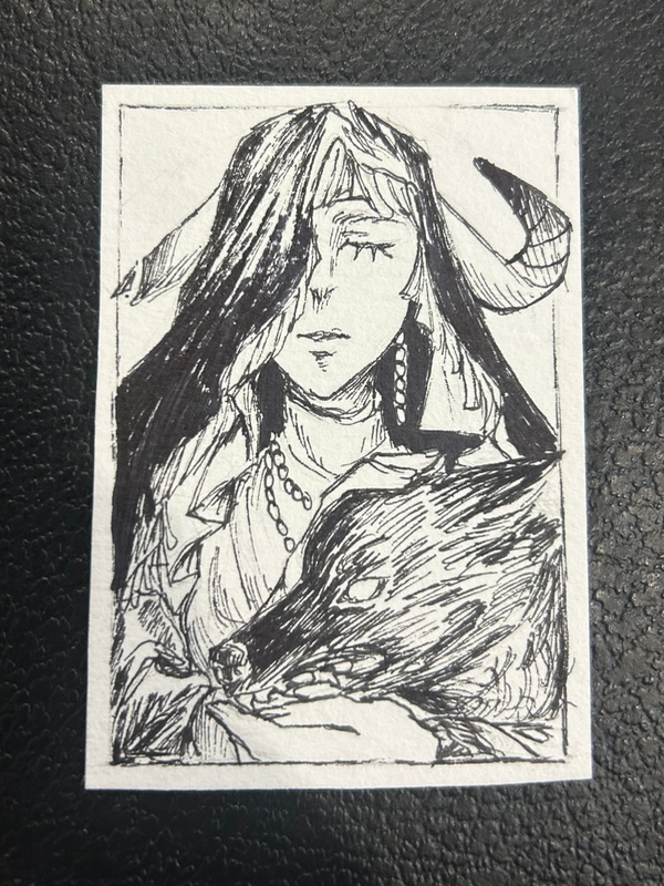 1/3 Wolf & Sheep aceo art card