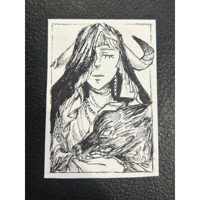 1/3 Wolf & Sheep aceo art card thumbnail 1