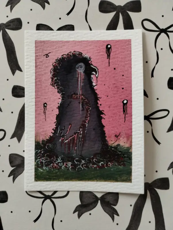 Feathered Fields aceo art card