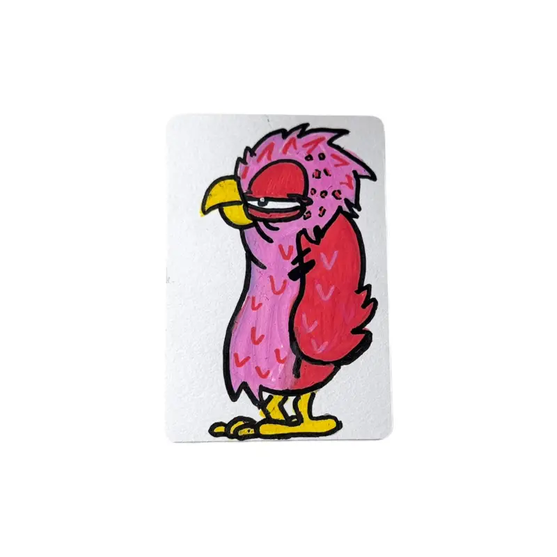 Grumpy Feathers aceo art card