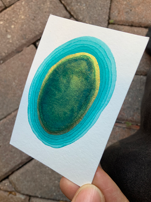Original Watercolor drawing “Golden Lake” aceo art card thumbnail 2