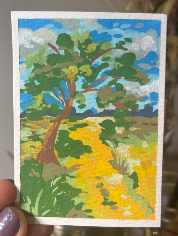 yellow trail aceo art card