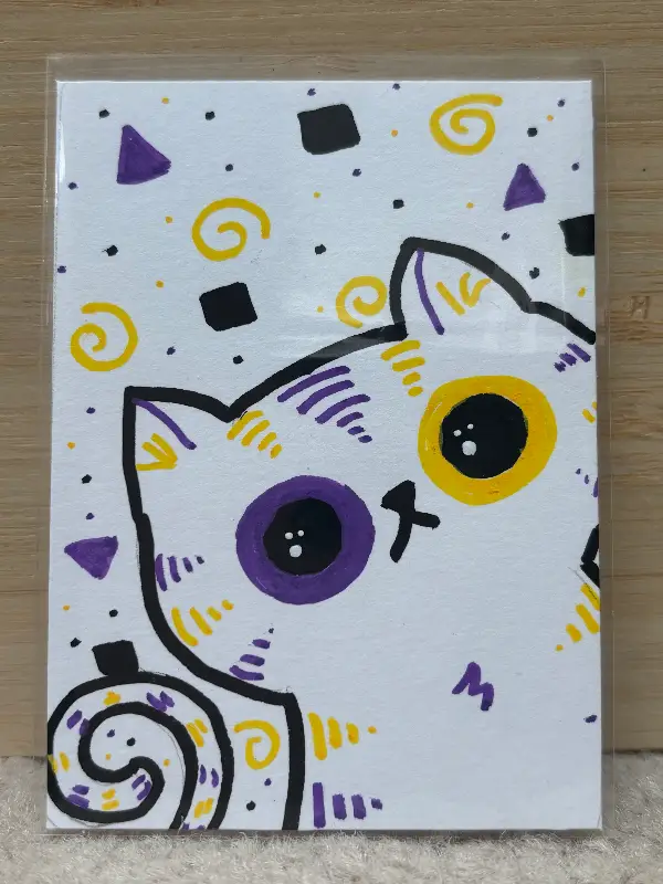 Non-Binary Cat Celebration aceo art card