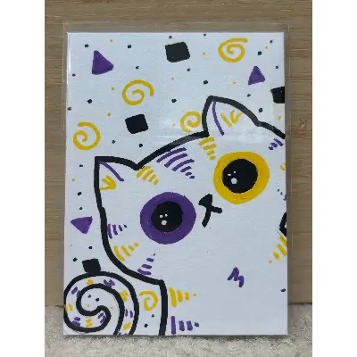 Non-Binary Cat Celebration aceo art card thumbnail 1