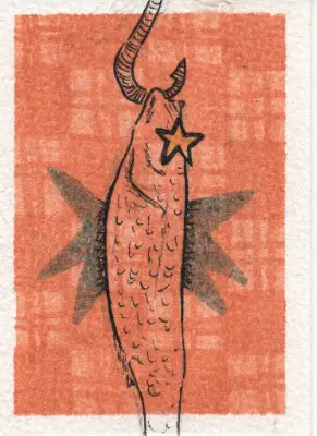 Fish On Hook Abstract aceo art card thumbnail 2
