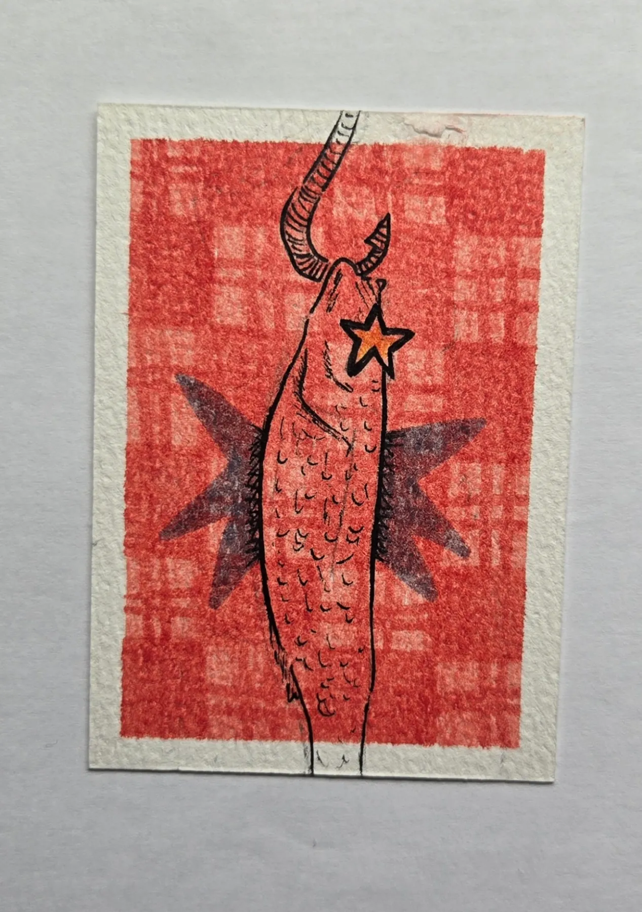 Fish On Hook Abstract aceo art card