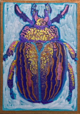 Beetle aceo art card thumbnail 2