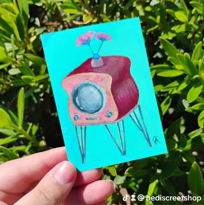 Strawberry Loaf aceo art card