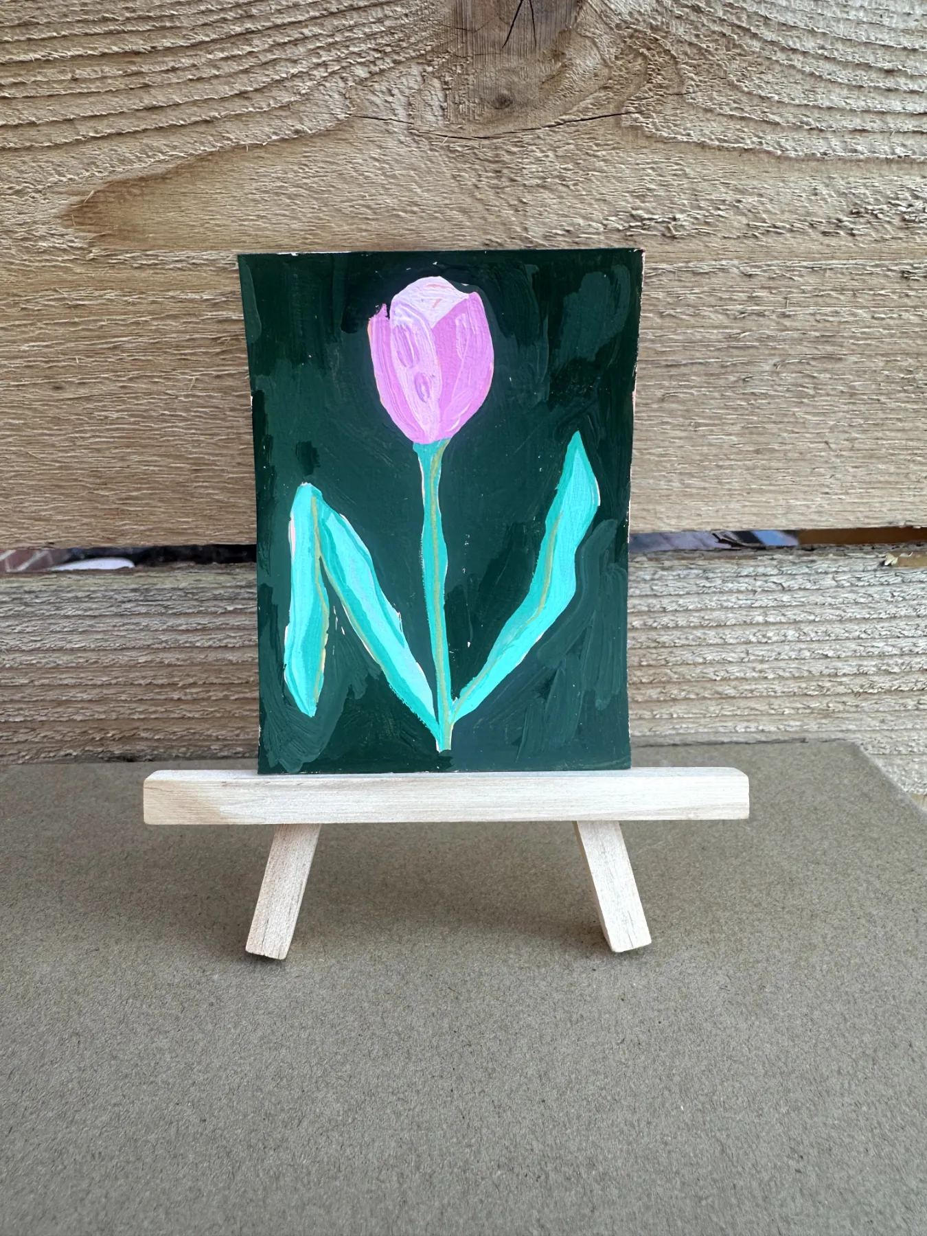 Pink tulip aceo art card