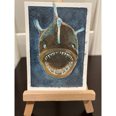 Anglerfish: Dark Sea Creatures Series #3 aceo art card thumbnail 1