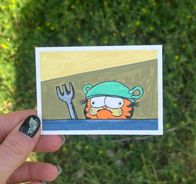 Garfield on Duty aceo art card thumbnail 2