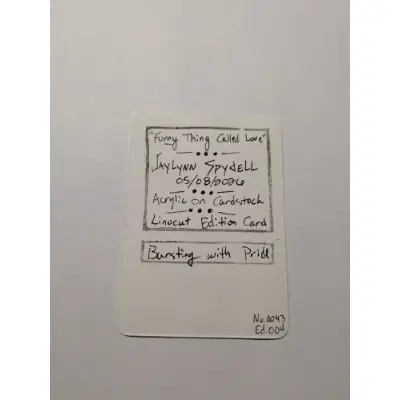 Funny Thing Called Love - Linocut Edition no.004 aceo art card thumbnail 2