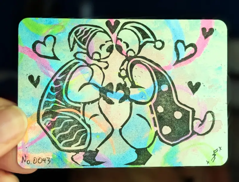 Funny Thing Called Love - Linocut Edition no.004 aceo art card