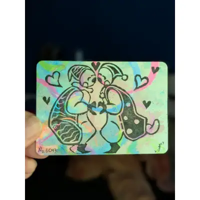 Funny Thing Called Love - Linocut Edition no.004 aceo art card thumbnail 1
