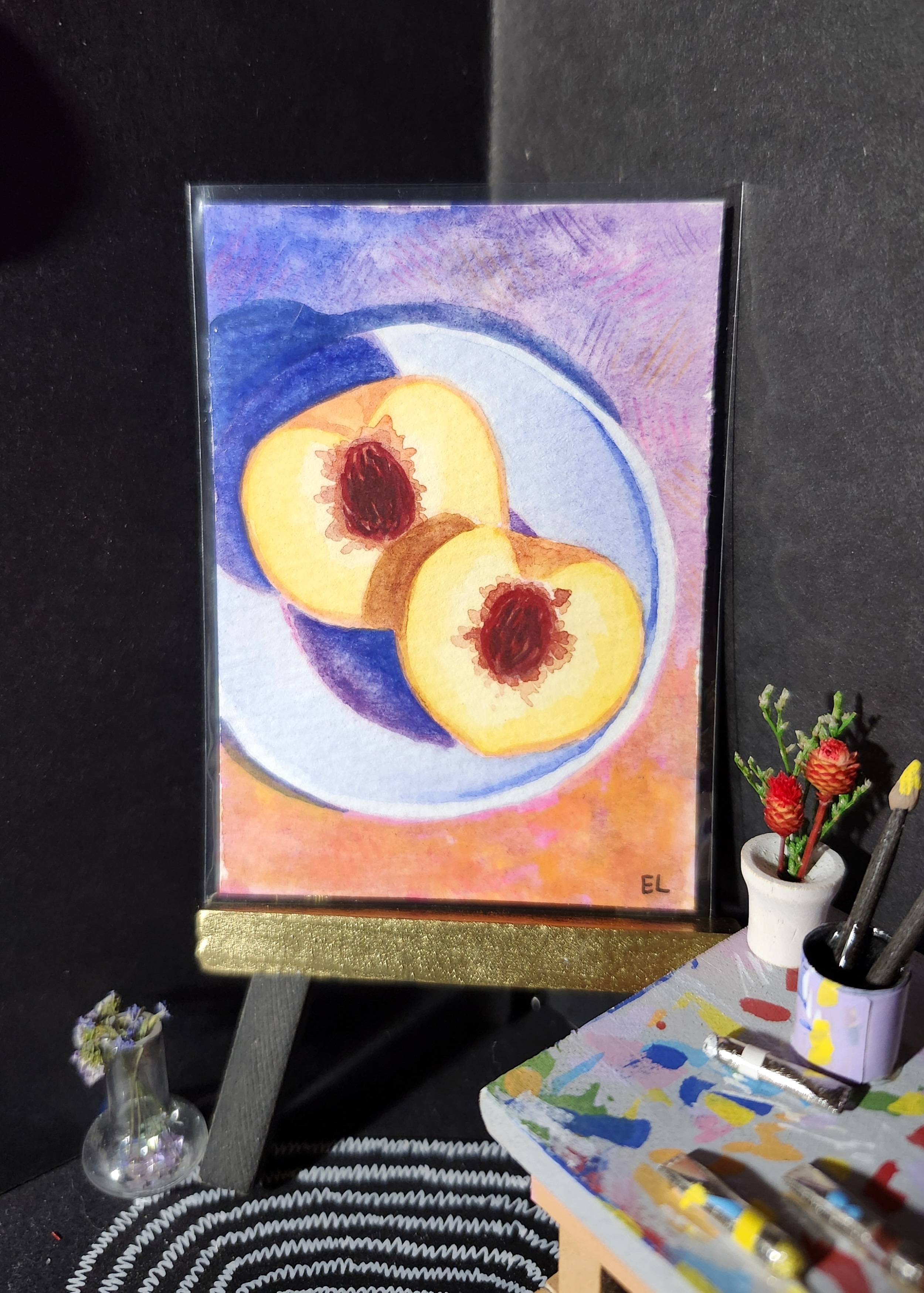 Peaches aceo art card