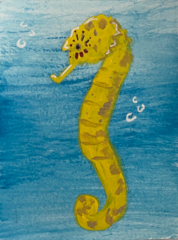 Sparkling Seahorse aceo art card