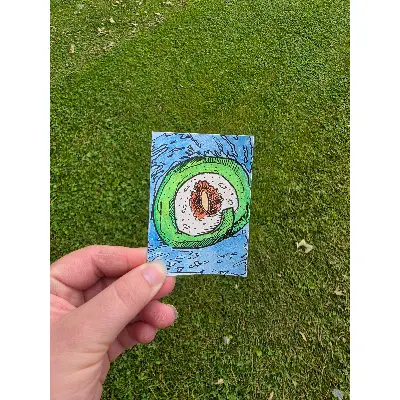 Strawberry Creme Matcha aceo art card thumbnail 2
