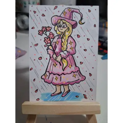 Little Witch aceo art card thumbnail 1