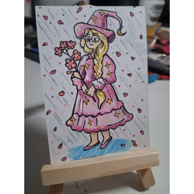 Little Witch aceo art card thumbnail 2
