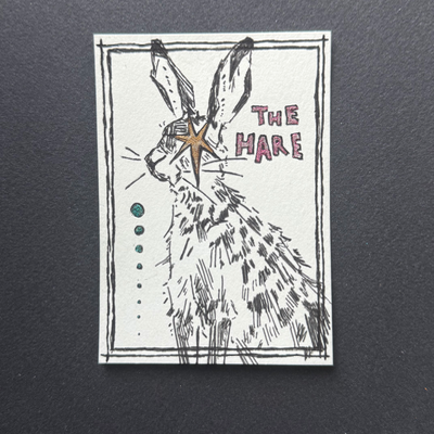 the hare (holographic/colorshift accents) aceo art card thumbnail 3