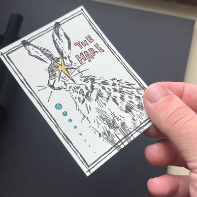 the hare (holographic/colorshift accents) aceo art card thumbnail 4