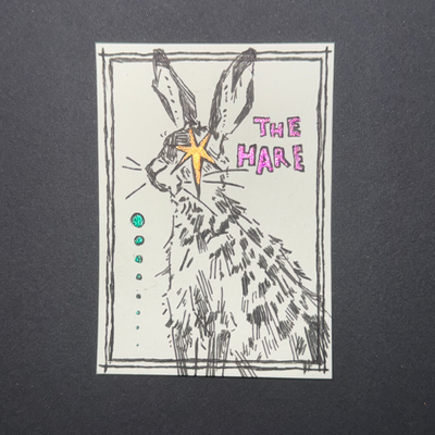 the hare (holographic/colorshift accents) aceo art card thumbnail 2